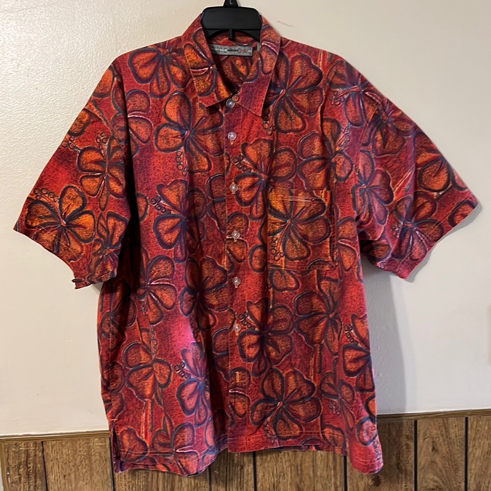 Perry Ellis America Active Floral Tropical Hawaiian Short Sleeve Shirt XXL